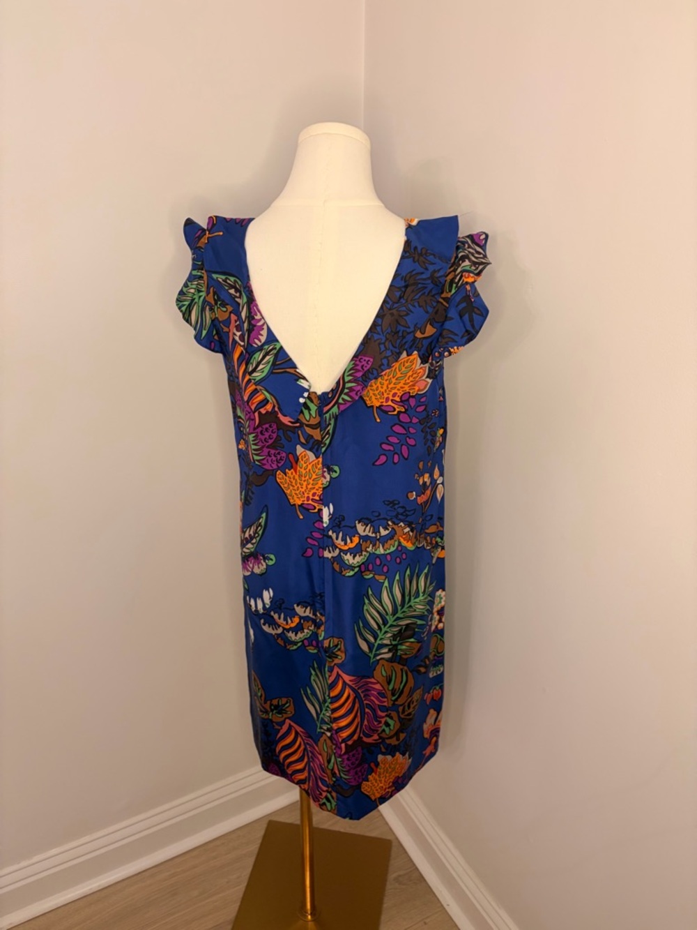 J. Crew Silk Tropical Blur Silk Sleeveless Dress Size 4 - Picture 4 of 10